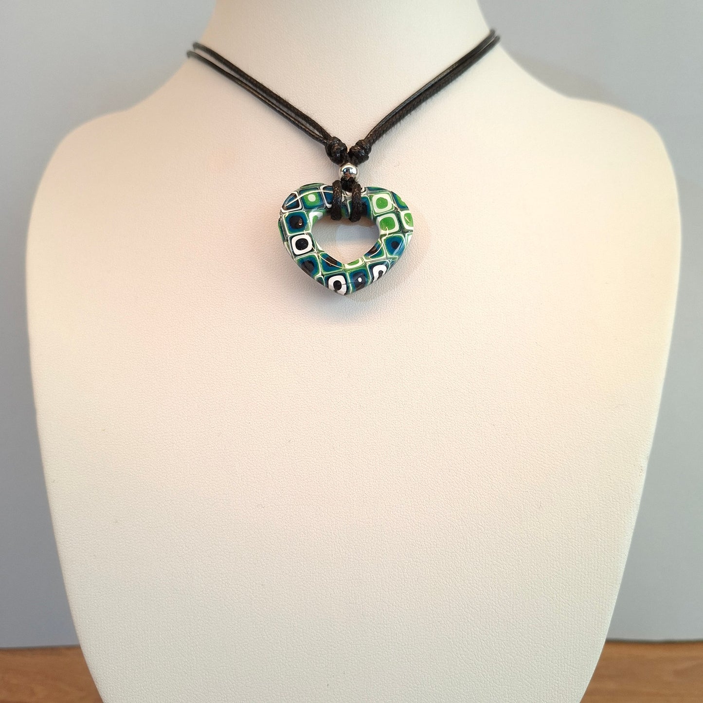 Gargantilla Con Colgante Corazón Alma Mosaico Verde