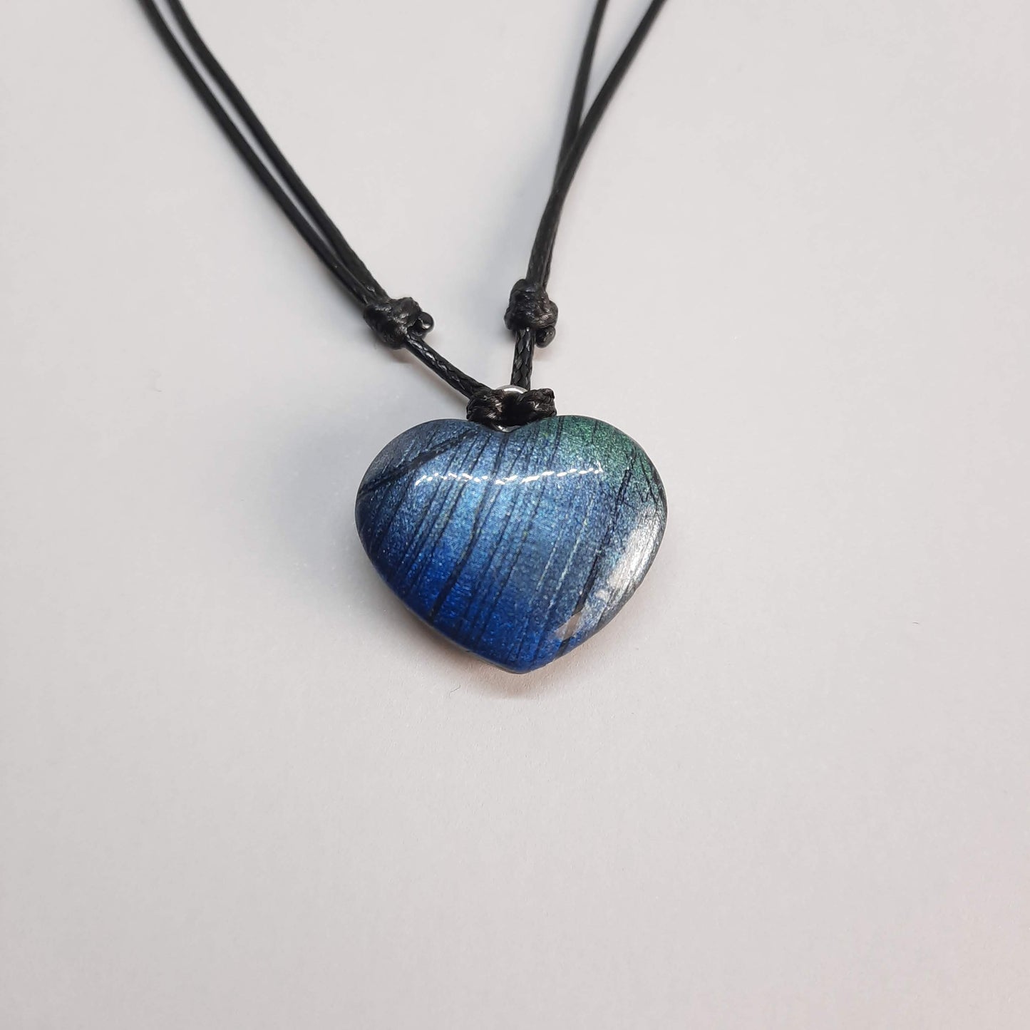 Gargantilla Con Colgante Corazón Ancho Labradorita Azul