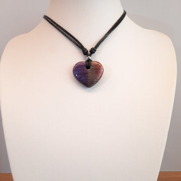 Gargantilla Con Colgante Corazón Ancho Labradorita Violeta