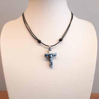 Gargantilla Con Colgante Cruz Pasión Azul