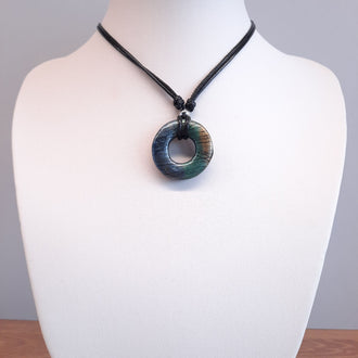 Gargantilla Con Colgante Donut Labradorita Azul