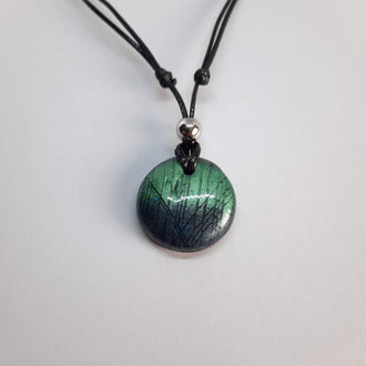 Gargantilla Con Colgante Redondo Pequeño Labradorita Azul