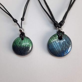 Gargantillas Con Colgante Redondo Labradorita Azul