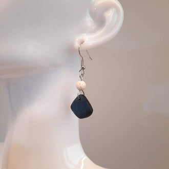 Pendientes Abanico Labradorita Azul con Gancho Plateado