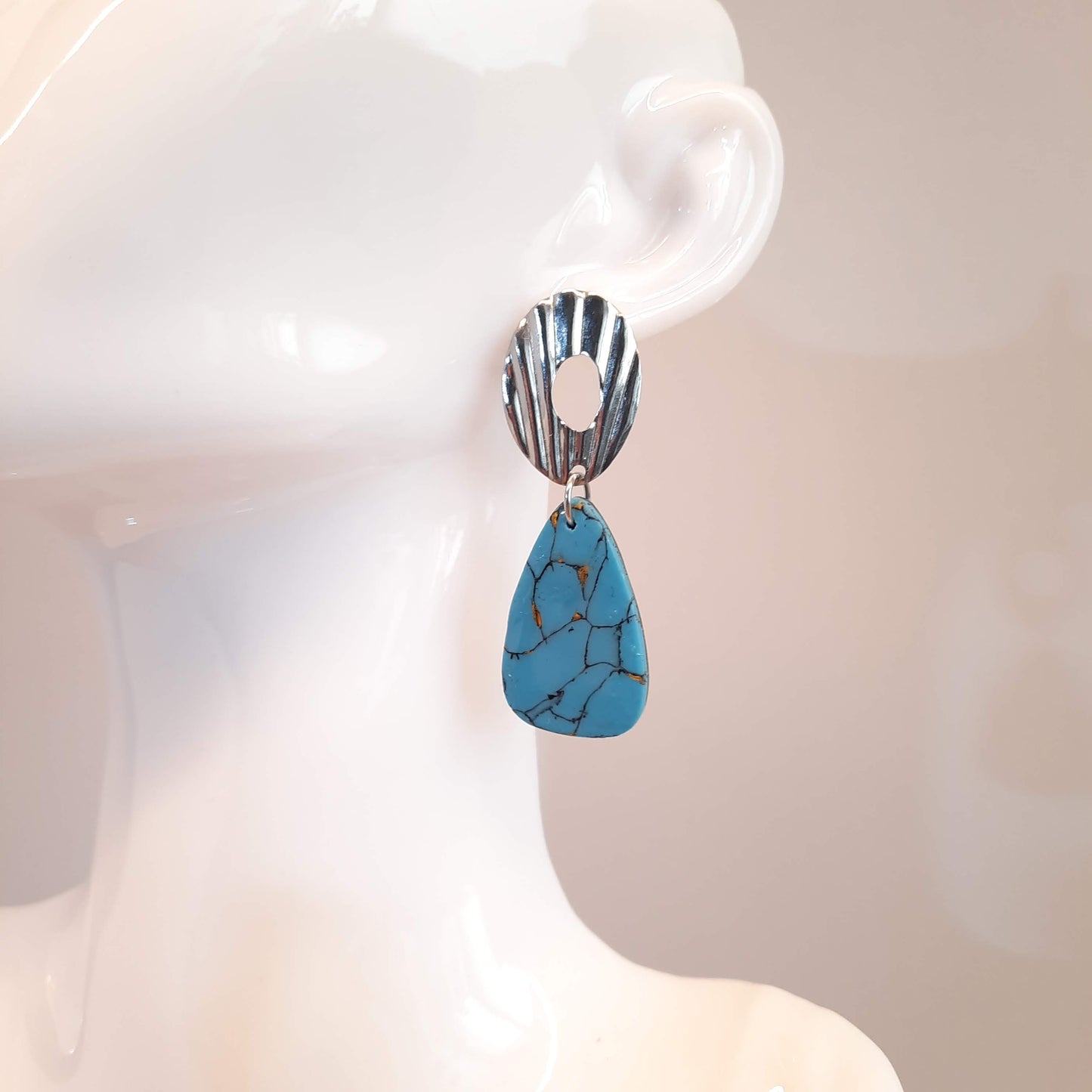 Pendientes Amor Turquesa con Base Plateada