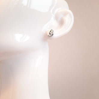 Pendientes Botón Aura Pequeños Blanco Mármol