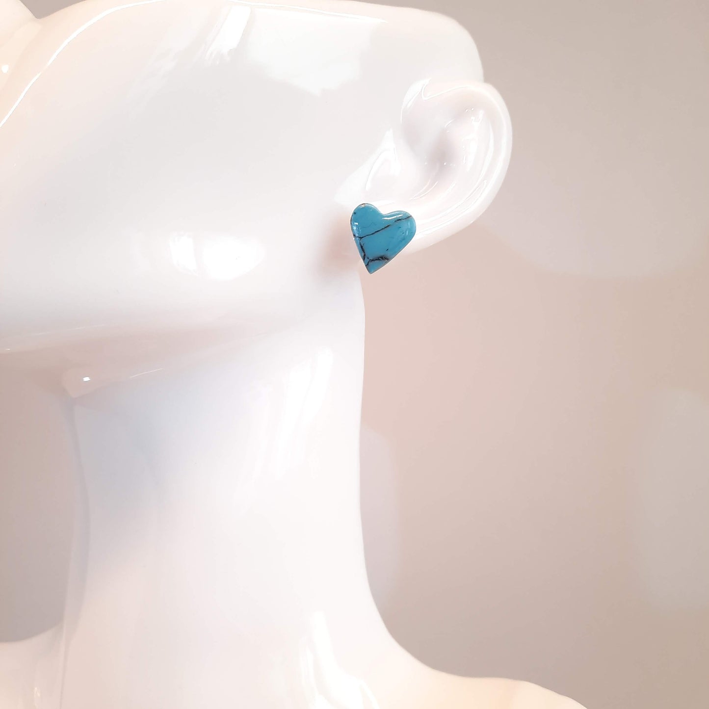 Pendientes Botón Corazón Clásico Turquesa
