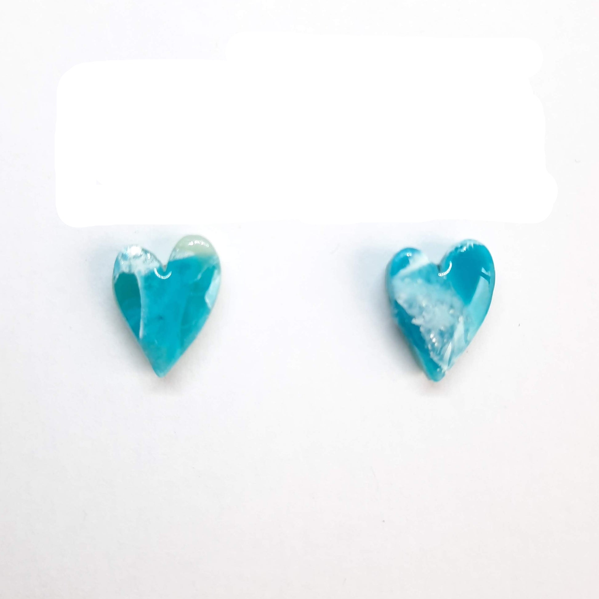 Pendientes Botón Corazón Pleno Aguamarina