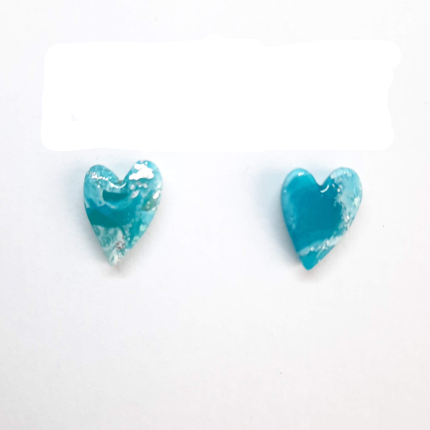 Pendientes Botón Corazón Pleno Aguamarina