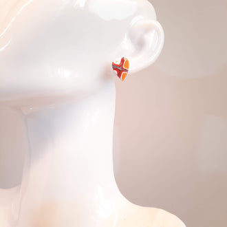 Pendientes Botón Corazón Pleno Arcoíris