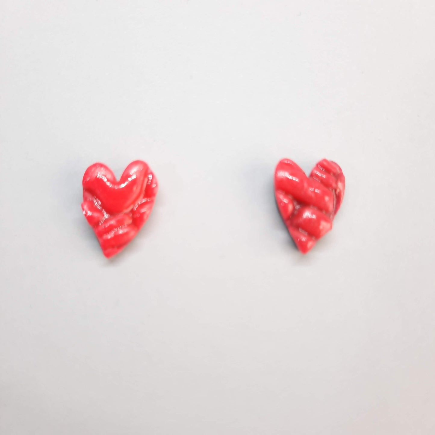 Pendientes Botón Corazón Pleno Rosa Neon
