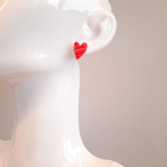 Pendientes Botón Corazón Pleno Rosa Neon