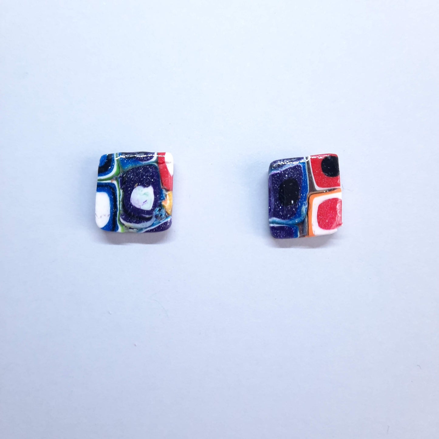 Pendientes Botón Cuadrado Arcoíris