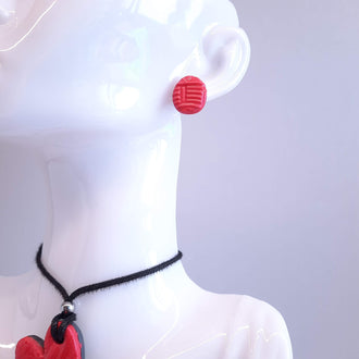 Pendientes Botón Dalia Rojos