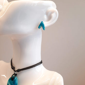 Pendientes Botón Fantasía Aguamarina