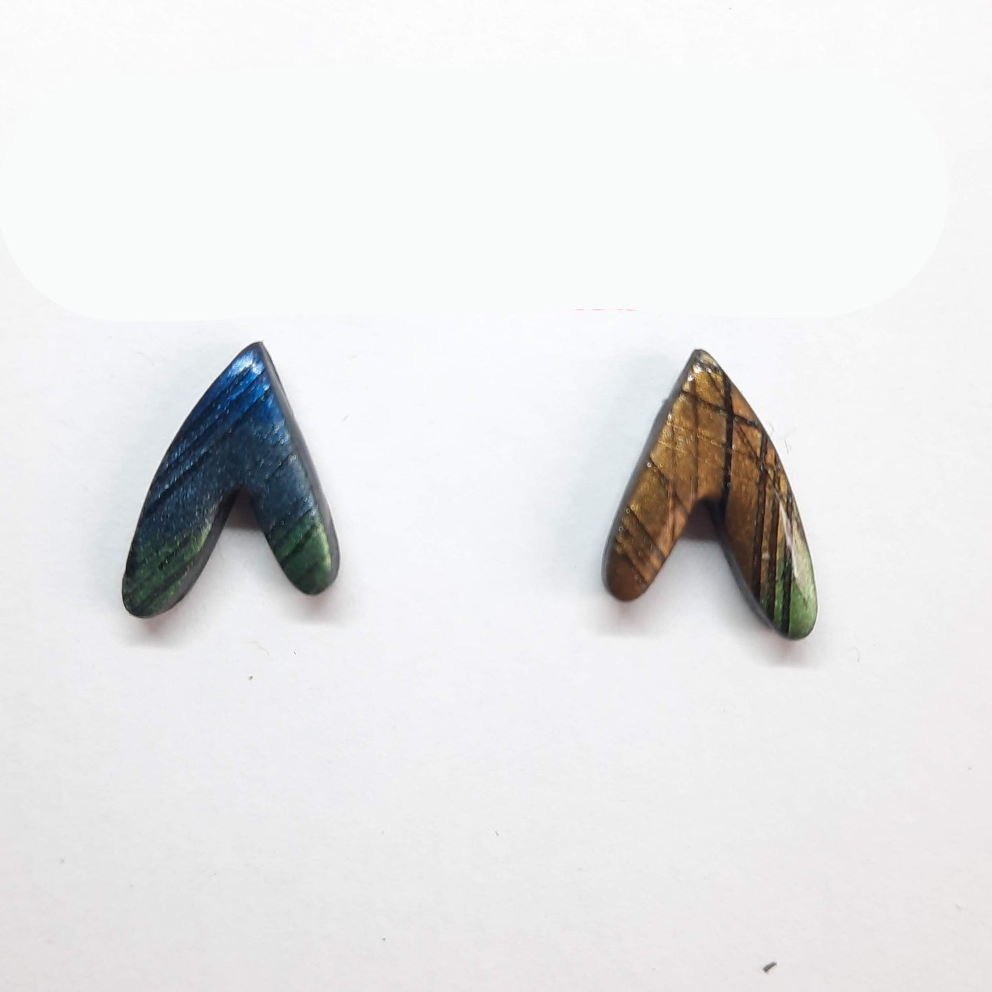 Pendientes Botón Fantasía Labradorita Azul