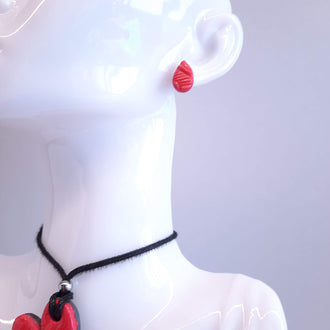 Pendientes Botón Lágrima Rojos