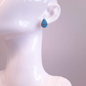 Pendientes Botón Lagrima Turquesa