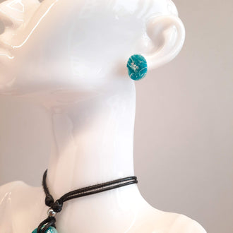 Pendientes Botón Mimosa Aguamarina