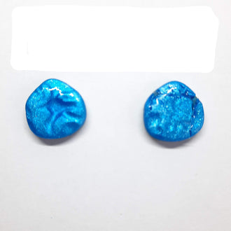 Pendientes Botón Palma Azul