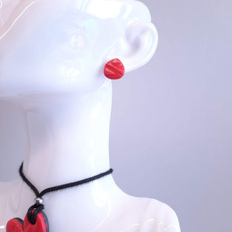 Pendientes Botón Palma Rojos