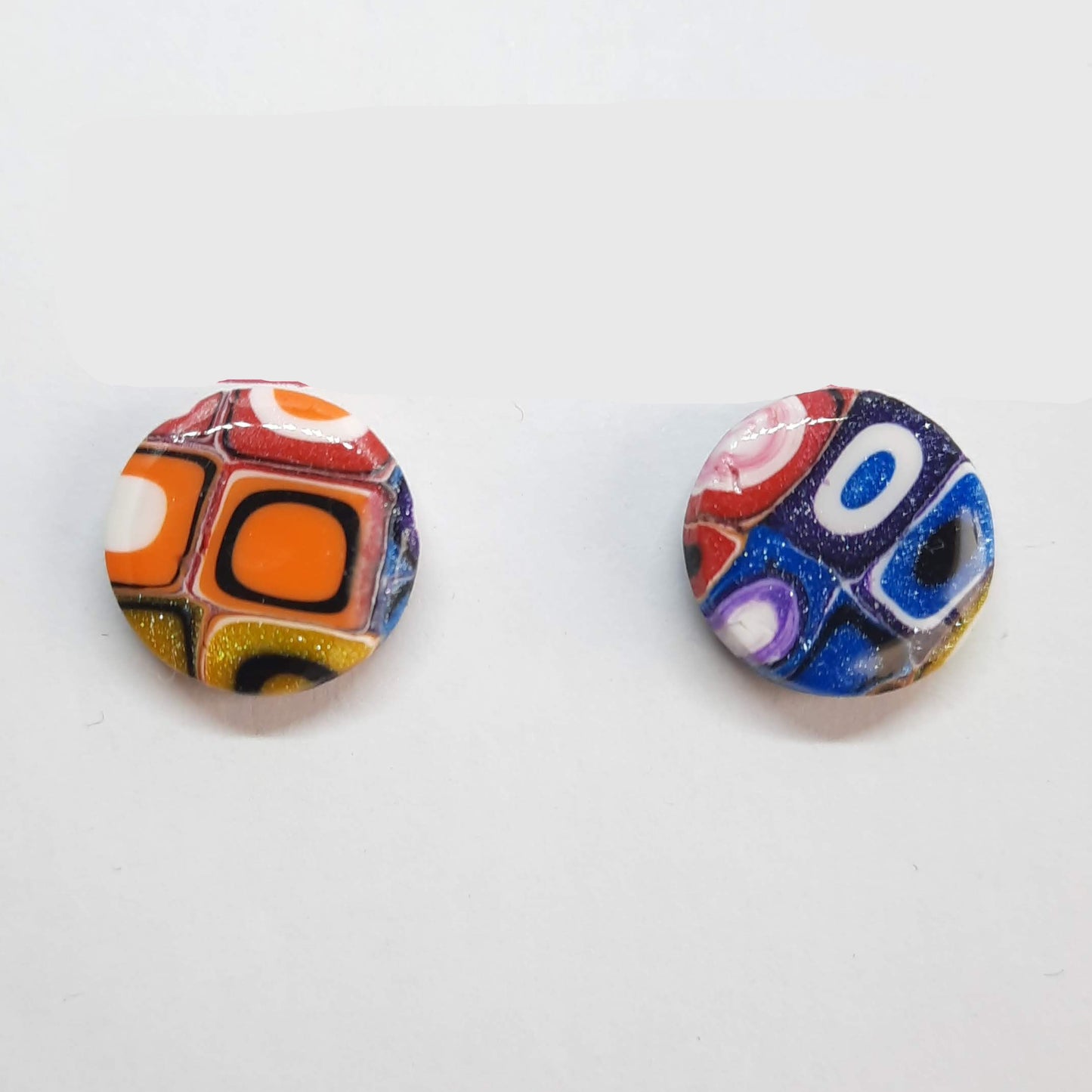 Pendientes Botón Redondo Grande Arcoíris