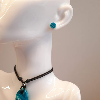 Pendientes Botón Redondo Pequeño Aguamarina