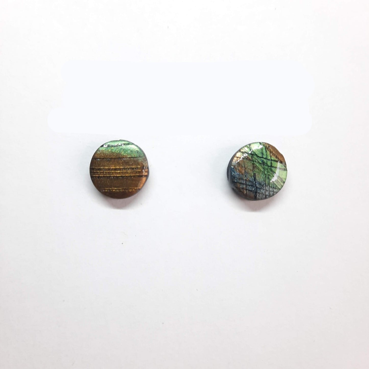 Pendientes Botón Redondos Medianos Labradorita Azul