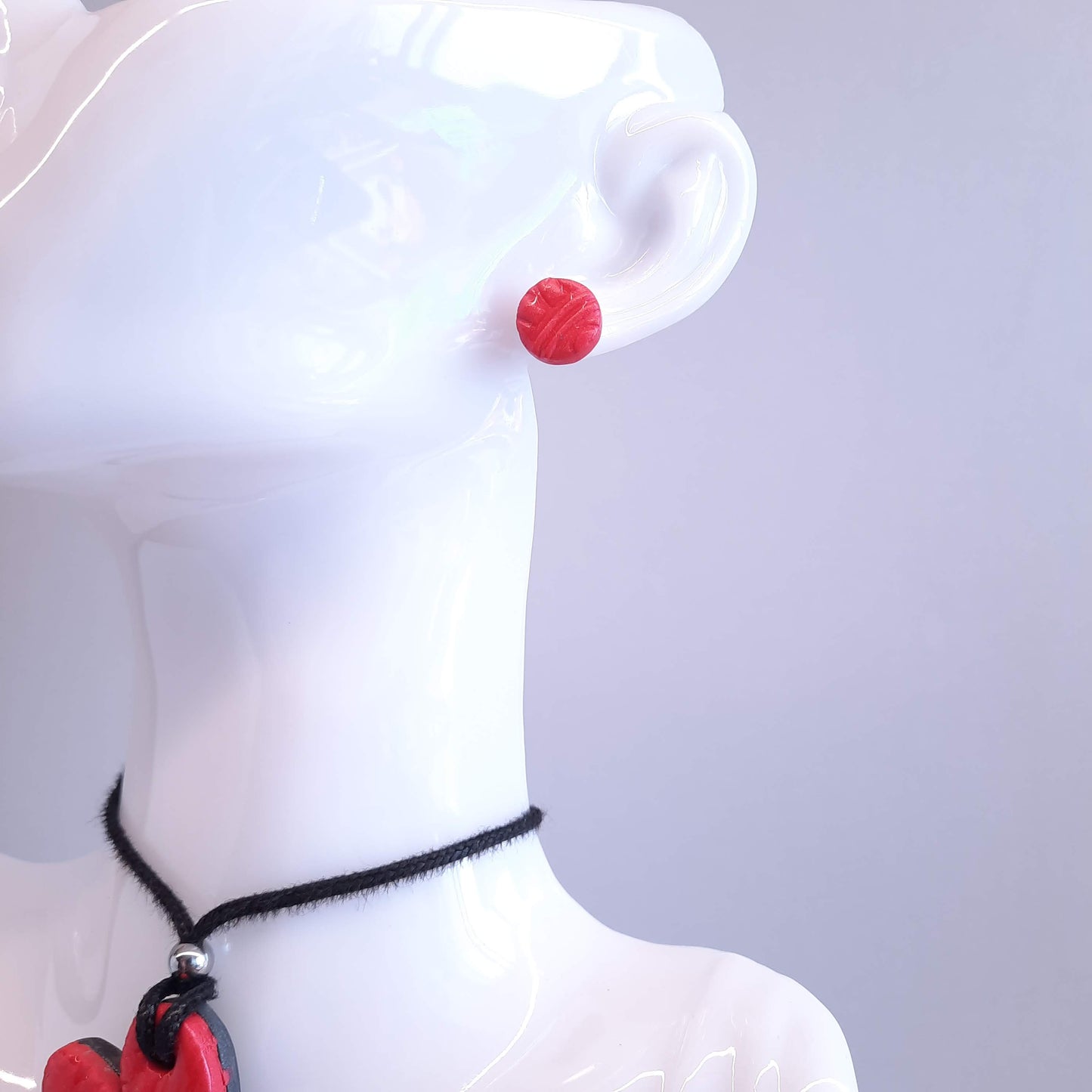 Pendientes Botón Redondos Medianos Rojos