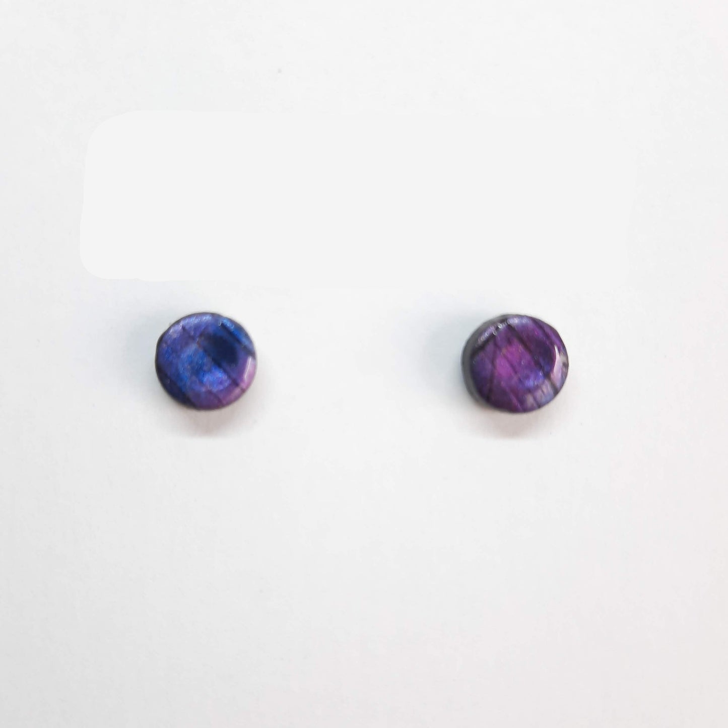 Pendientes Botón Redondos Pequeños Labradorita Violeta