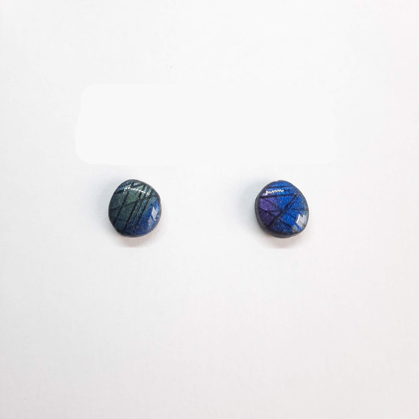 Pendientes Botón Redondos Pequeños Labradorita Violeta