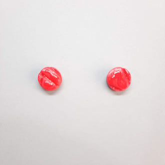 Pendientes Botón Redondo Pequeños Rosa Neon