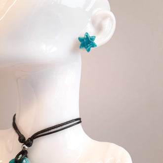 Pendientes Botón Sol Aguamarina