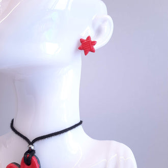 Pendientes Botón Sol Rojos