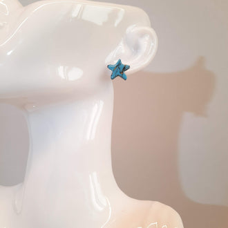 Pendientes Botón Estrella Turquesa