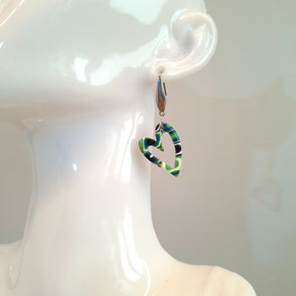 Pendientes Corazón Hueco Mosaico Verde