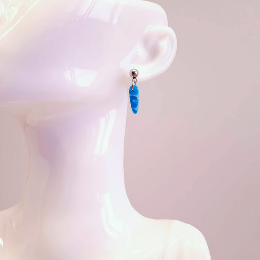 Pendientes Cortos Aguamarina con Base Acero