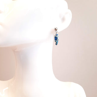 Pendientes Cortos Pasión Azul con Base Acero