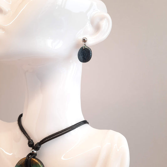 Pendientes Dalia Labradorita Azul con Base Acero