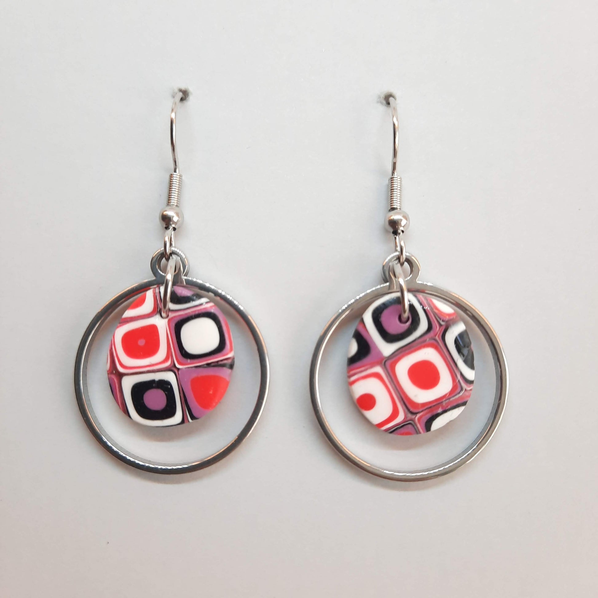 Pendientes Dalia Rosa Verano con Ganchos Plateados