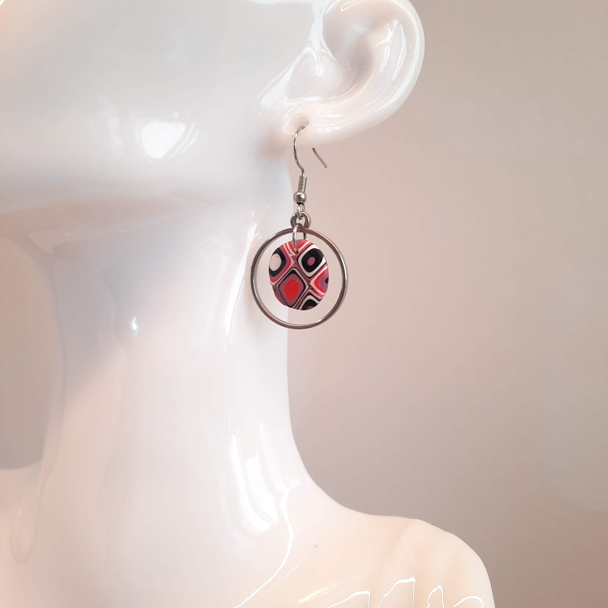 Pendientes Dalia Rosa Verano con Ganchos Plateados