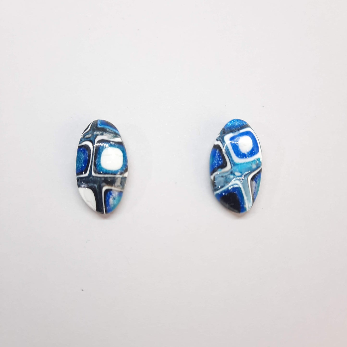 Pendientes Botón Iris Pasión Azul