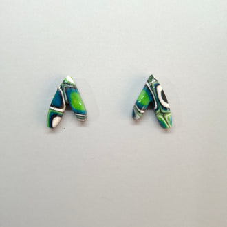 Pendientes Botón Fantasía Mosaico Verde