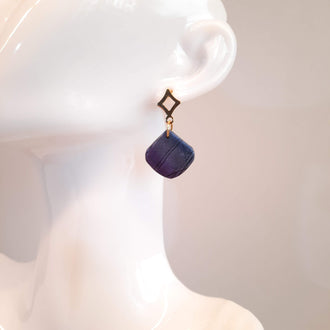 Pendientes Elena Labradorita Violeta Con Base Dorada