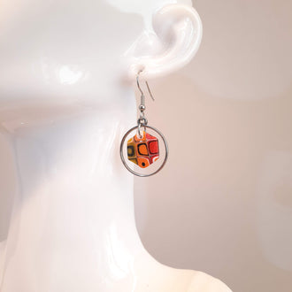 Pendientes Hexagonal Arcoíris Con Ganchos