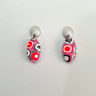 Pendientes Iris Rosa Verano Con Base Plateada