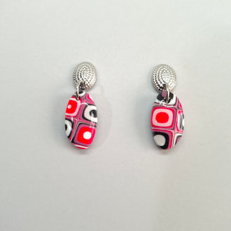 Pendientes Iris Rosa Verano Con Base Plateada