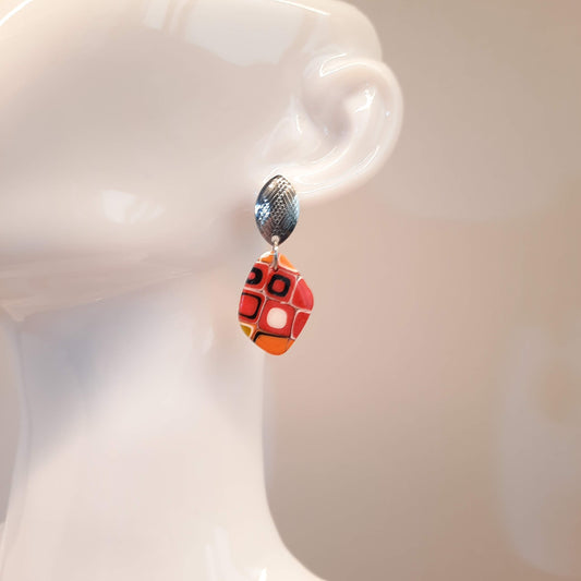 Pendientes Isabel Arcoíris con Base Plateada