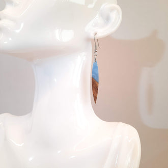 Pendientes Largos Azules Madera y Resina