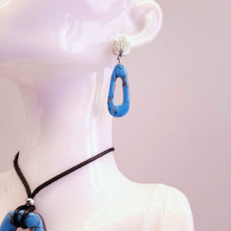 Pendientes Modernos Medianos Turquesa con Base Acero